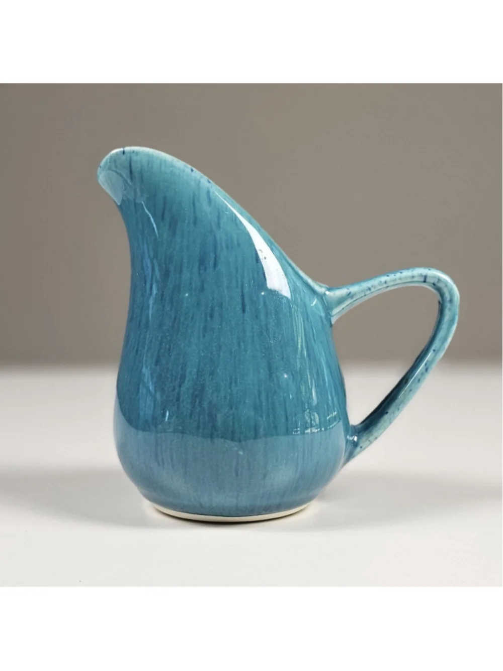 Vintage Teal Blue Ceramic Fish Creamer Pitcher 3.75